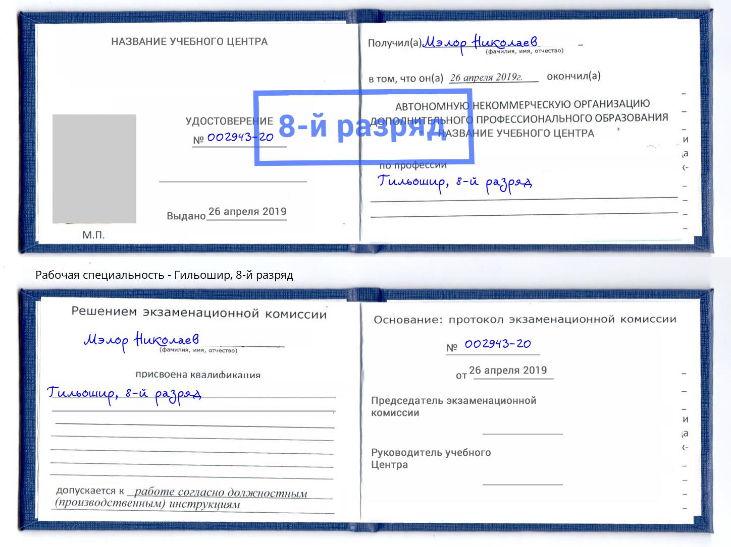 корочка 8-й разряд Гильошир Алатырь